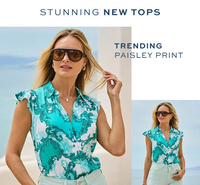 Green Abstract Print Ruffle Sleeve Shirt