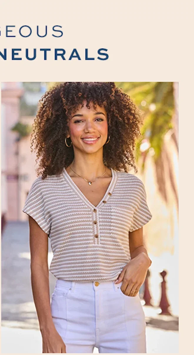 Taupe Stripe Textured Button Front Top