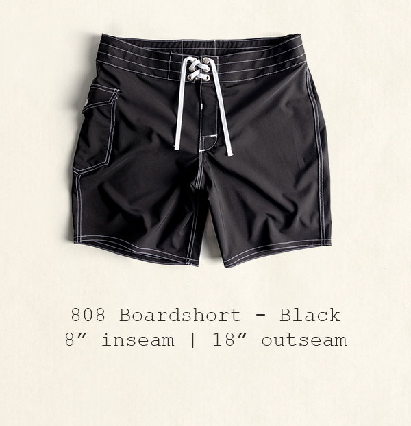 808 Boardshort - Black | 8" inseam | 18" outseam