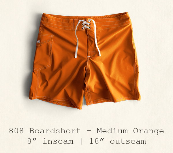 808 Boardshort - Medium Orange | 8" inseam | 18" outseam