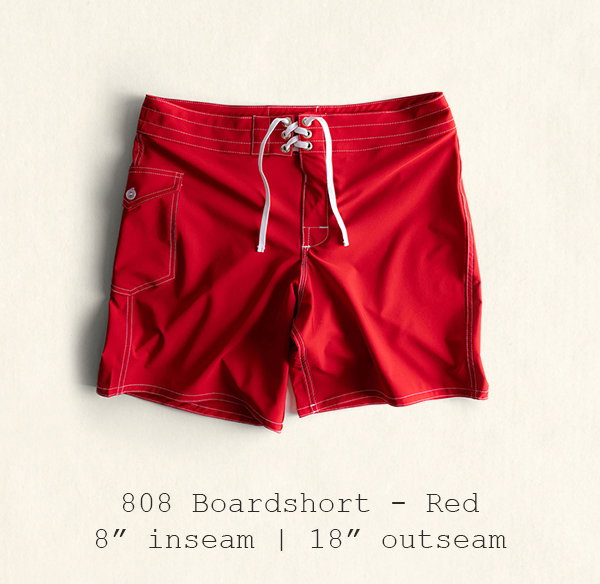 808 Boardshort - Red | 8" inseam | 18" outseam