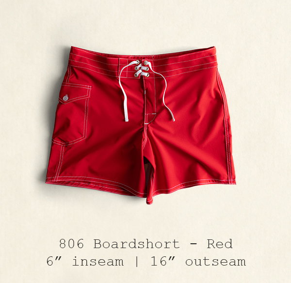 806 Boardshort - Red | 6" inseam | 16" outseam