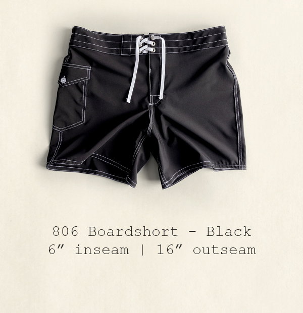 806 Boardshort - Black | 6" inseam | 16" outseam