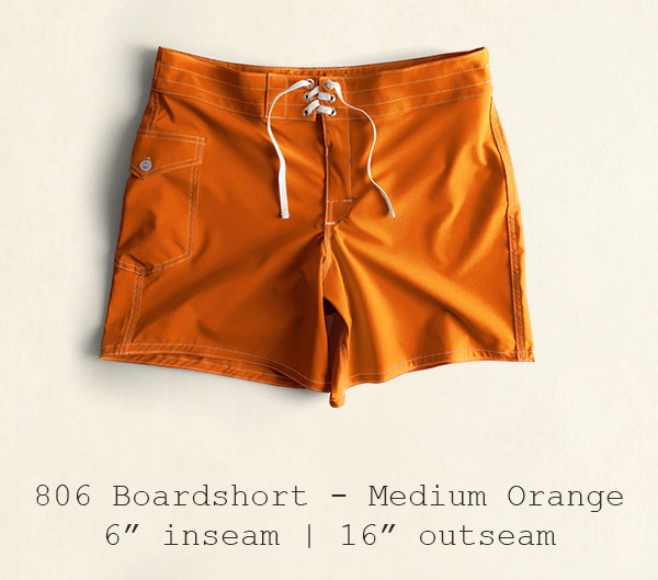 806 Boardshort - Medium Orange | 6" inseam | 16" outseam