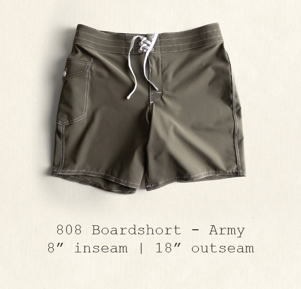 808 Boardshort - Army | 8" inseam | 18" outseam