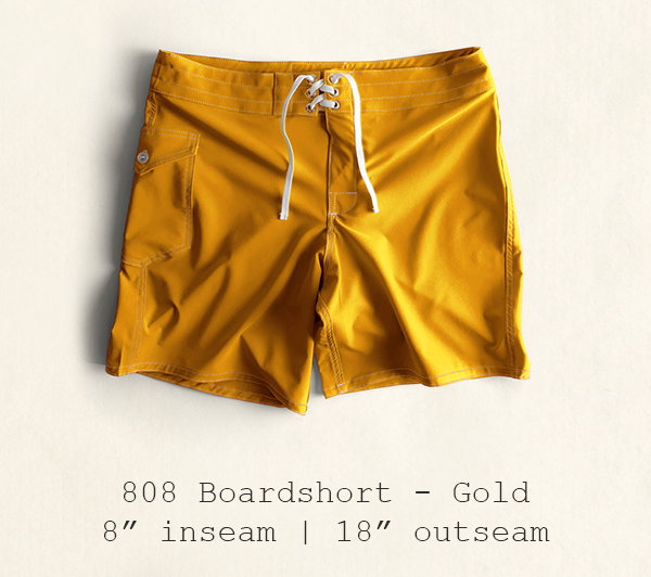 808 Boardshort - Gold | 8" inseam | 18" outseam