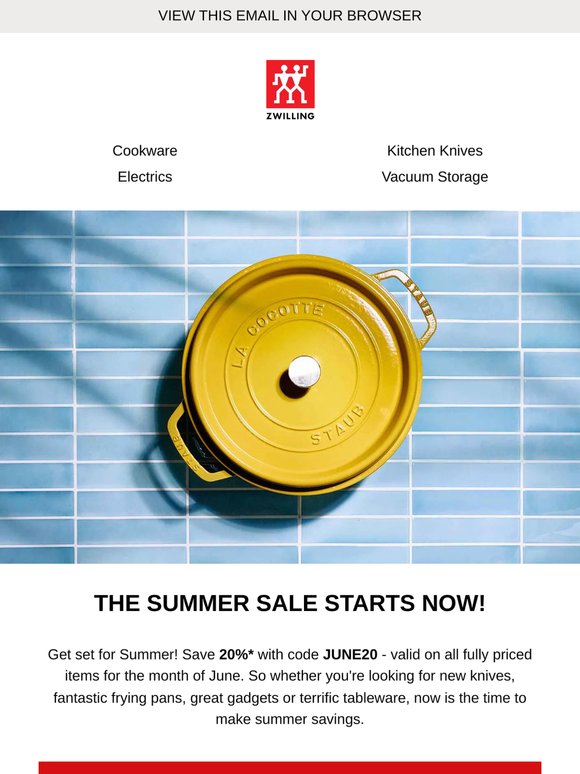 Save 20% in the ZWILLING Summer Sale