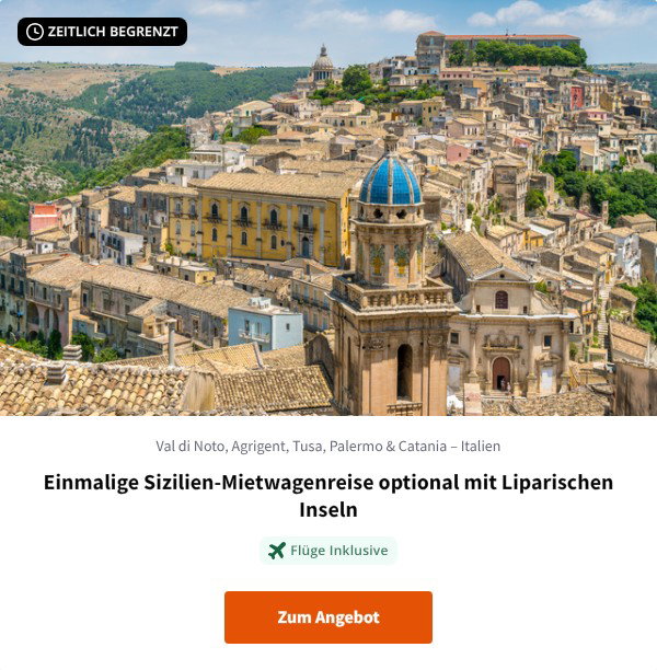 Einmalige Sizilien-Mietwagenreise optional mit Liparischen Inseln