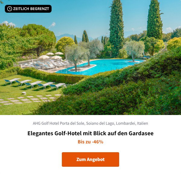 Elegantes Golf-Hotel mit Blick auf den Gardasee