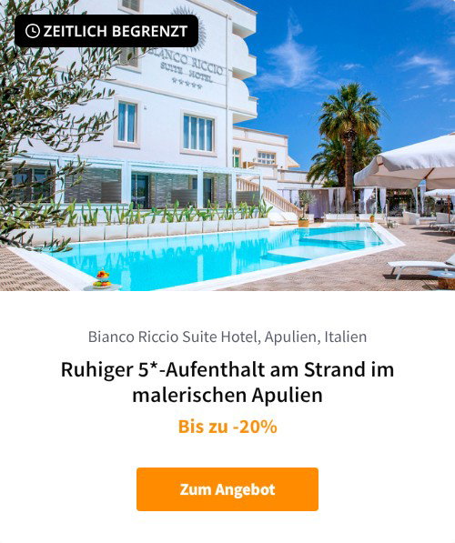 Ruhiger 5*-Aufenthalt am Strand im malerischen Apulien