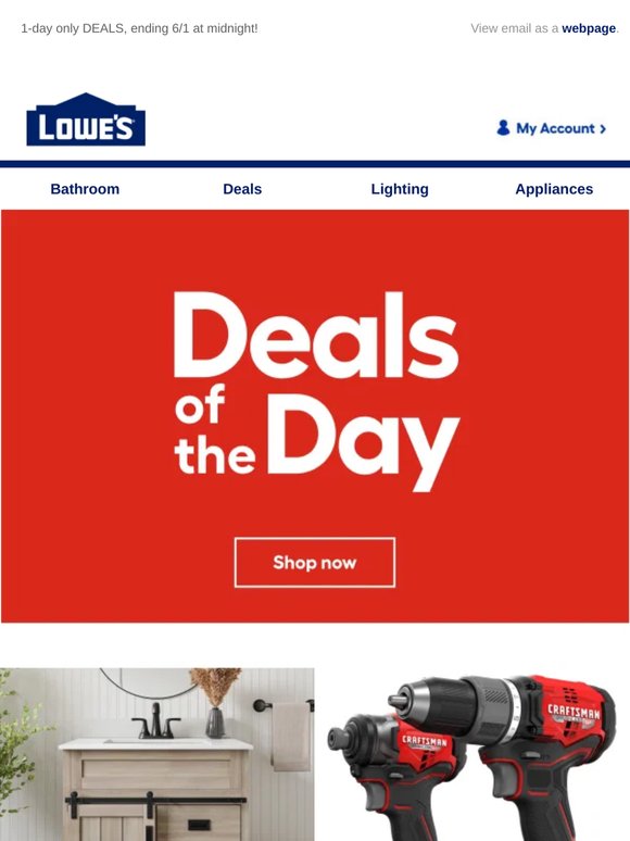 Shop 1 day online-only deals before they disappear.