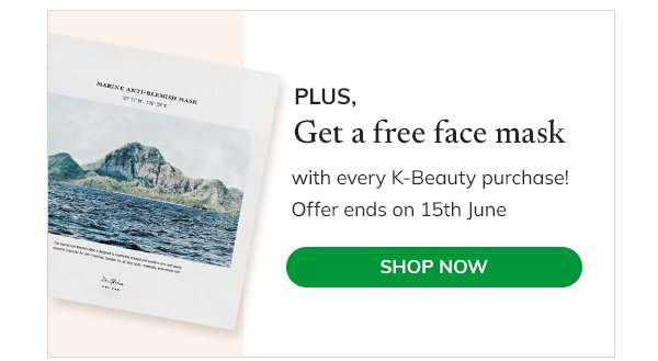 Plus, get a free face mask with every k-beauty purchase! Offer ends on 15th June. Shop now