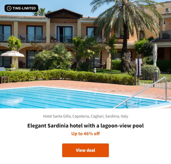 Elegant Sardinia hotel with a lagoon-view pool