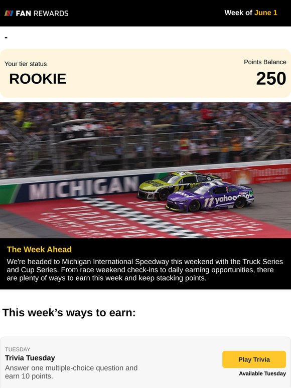 Earn All Week, Race at Michigan