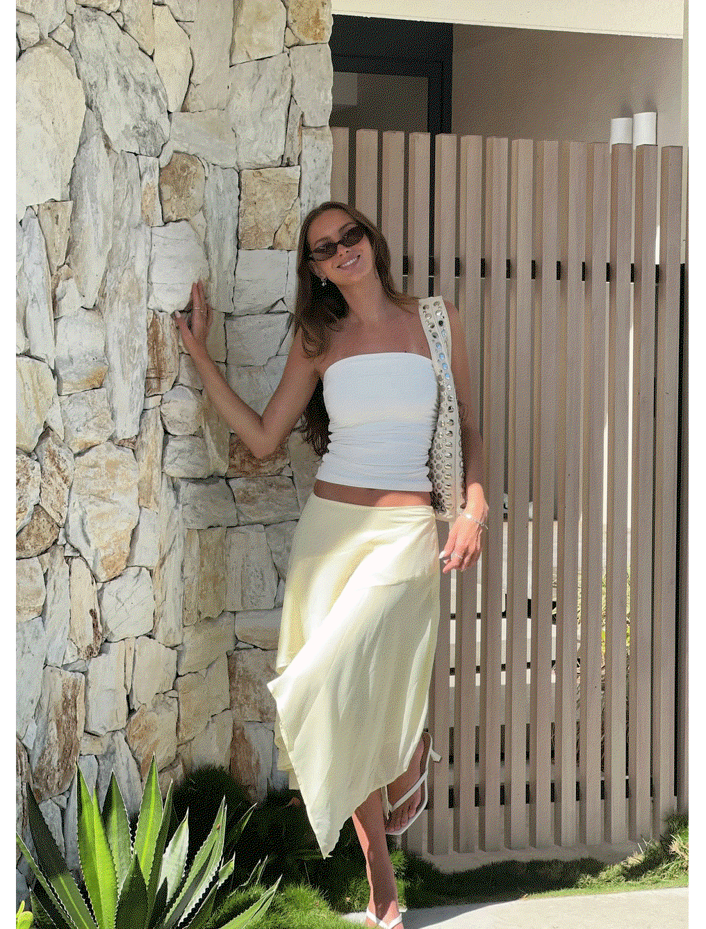 @ashleecurriee in Kia Low Rise Asymmetrical Midi Skirt — Yellow 