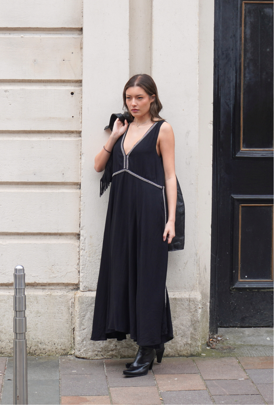 Onyx Studded Midi Dress