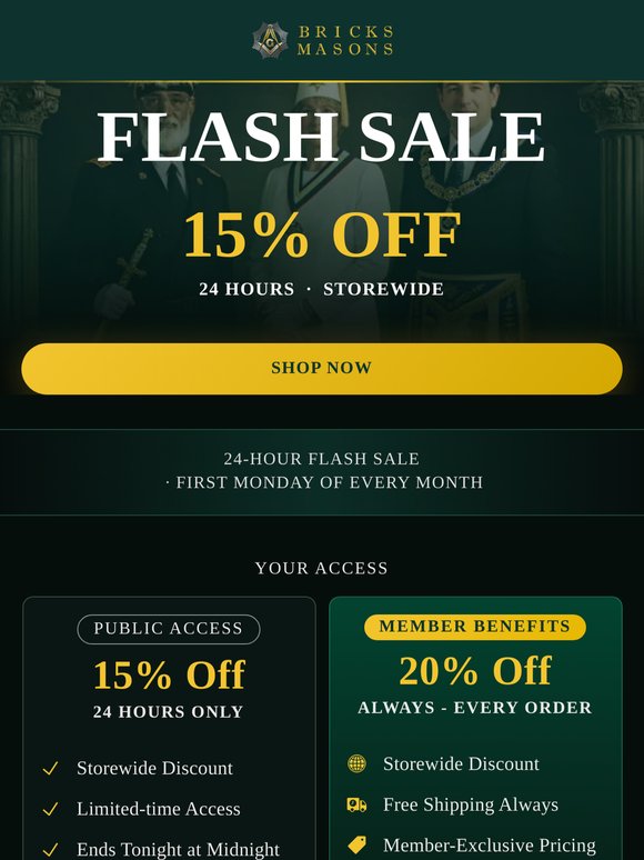 ⏰ 15% Off Today Only | Members Keep 20% + Free Shipping Always