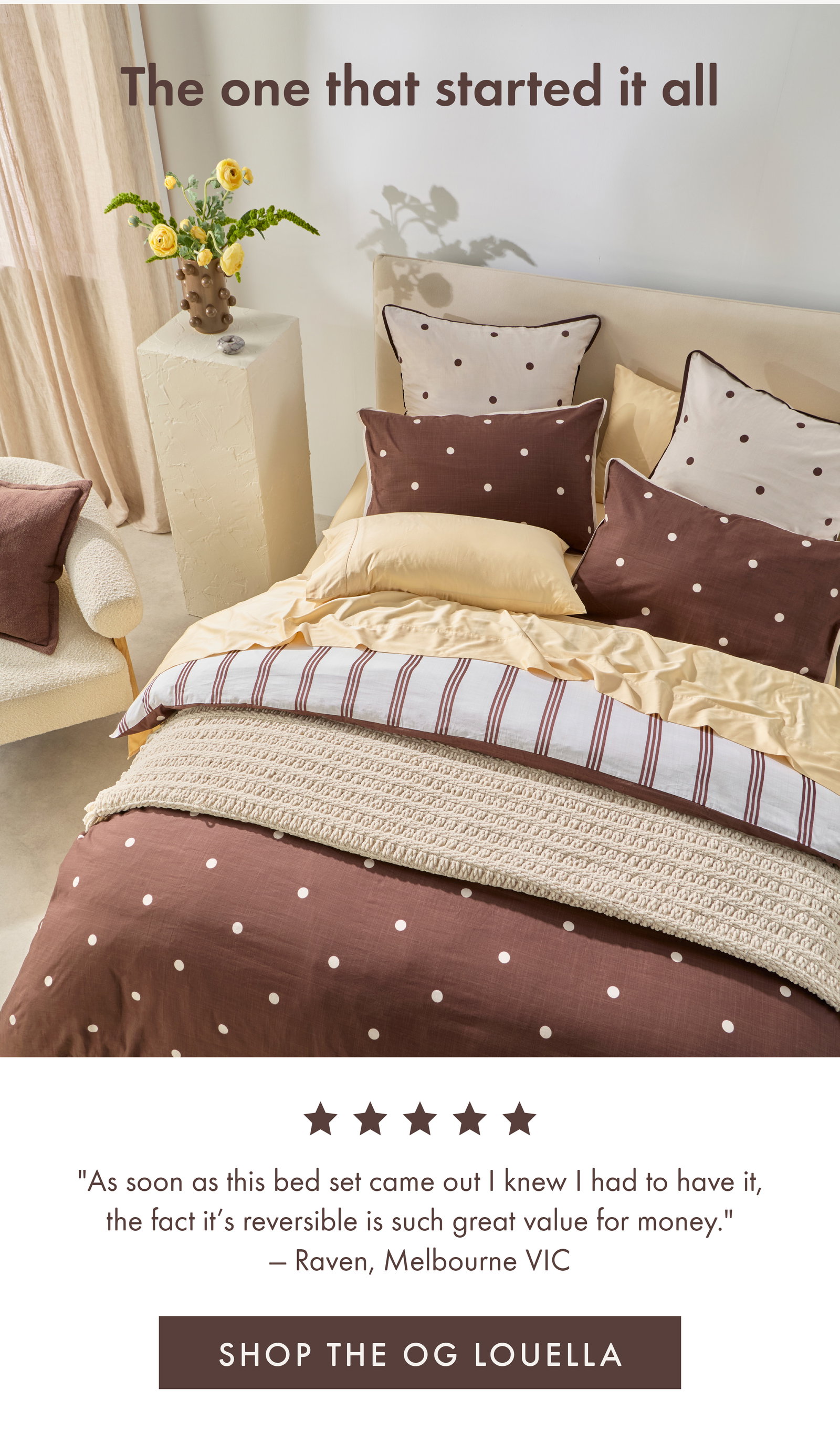 Louella Chocolate Polka Dot Quilt Cover Set