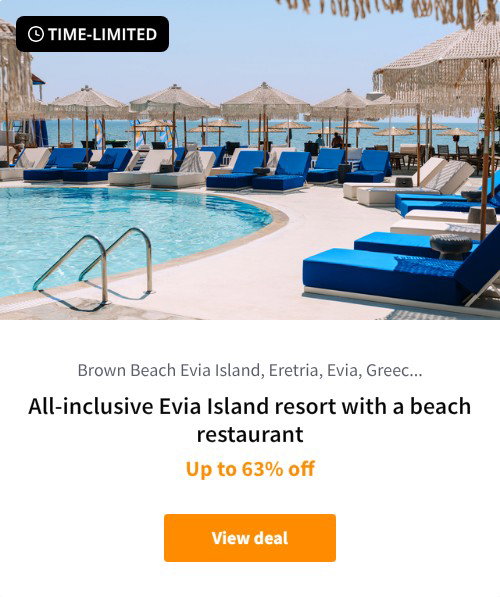 All-inclusive Evia Island resort with a beach restaurant