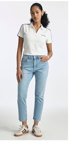 Court High Rise Cropped Straight Leg Jeans in Bleached Denim