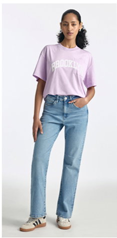 Maple High Rise Bootcut Jeans in Light Brushed Denim