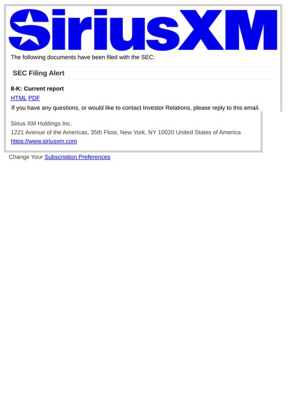 SEC Filing Alert for Sirius XM Holdings Inc.