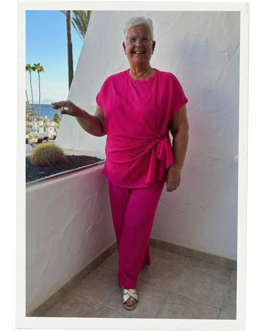 Our recent winner wearing our gold Burma sandal