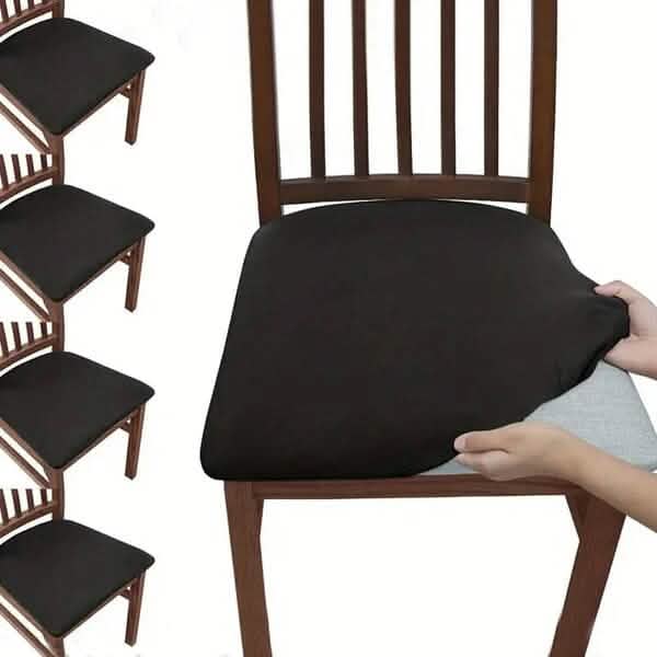 Image of 4-Pieces: Solid Color Brushed High Elastic Chair Cover