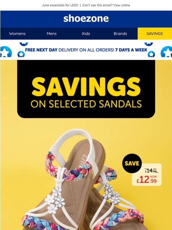 Reductions on sandals! FREE delivery tomorrow