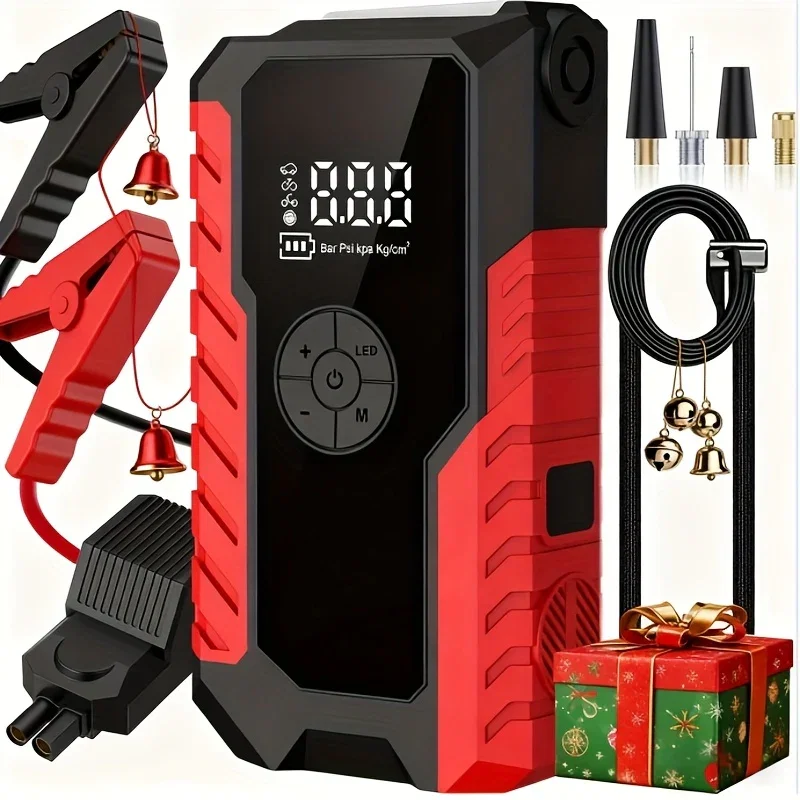 Image of Portable 12V Car Jump Starter, Battery Charger, Air Pump (LED Display)