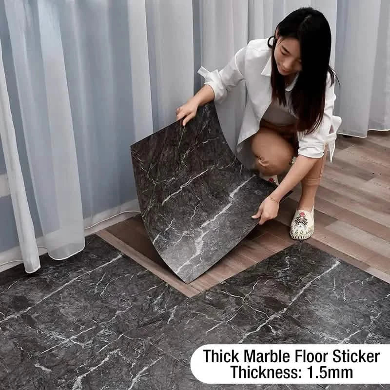 Image of Simulated Thick Marble Tile Floor Self-adhesive Sticker