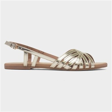 Krush Jeni Womens Gold Wide Fit Strappy Sandal