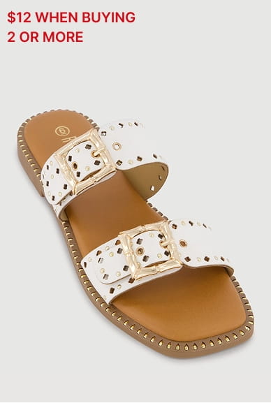 Shop Double Cut Out Buckle Band Open Toe Sandals