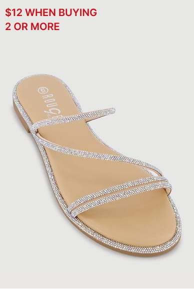 Shop Rhinestone Embellished Strappy Slide Sandals