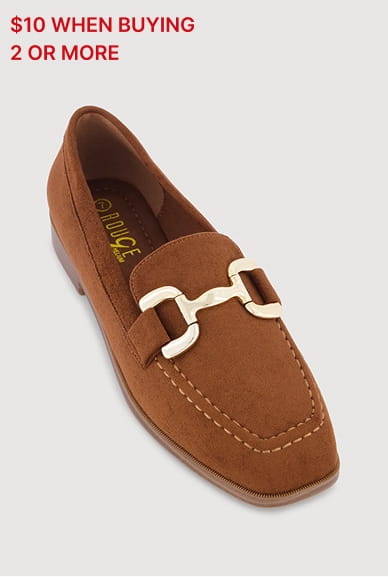 Shop Metallic Horsebit Faux Suede Square Toe Loafers