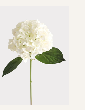 Fake Flowers Real Touch Hydrangea Stem in Talc White - 18