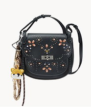 A black embellished handbag
