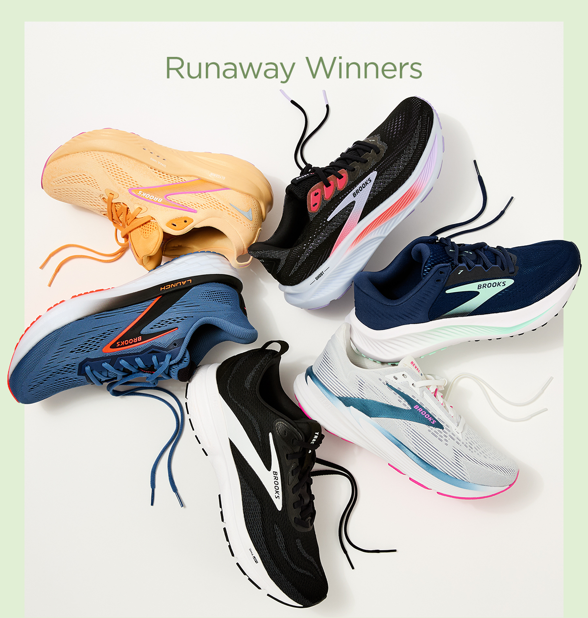 Runaway Winners | Diverse Collection Display of Assorted Brooks Running Shoe Styles