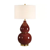 Gourd 30.5 inch 150 watt Burgundy Glaze and Antiqued Brass Table Lamp Portable Light by Uttermost