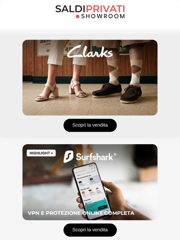 Ciao —: CLARKS, STREETWEAR DROP, DIAMANTA e 11 nuove vendite oggi online