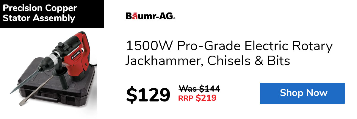 1500W Pro-Grade Electric Rotary Jackhammer, Chisels & Bits