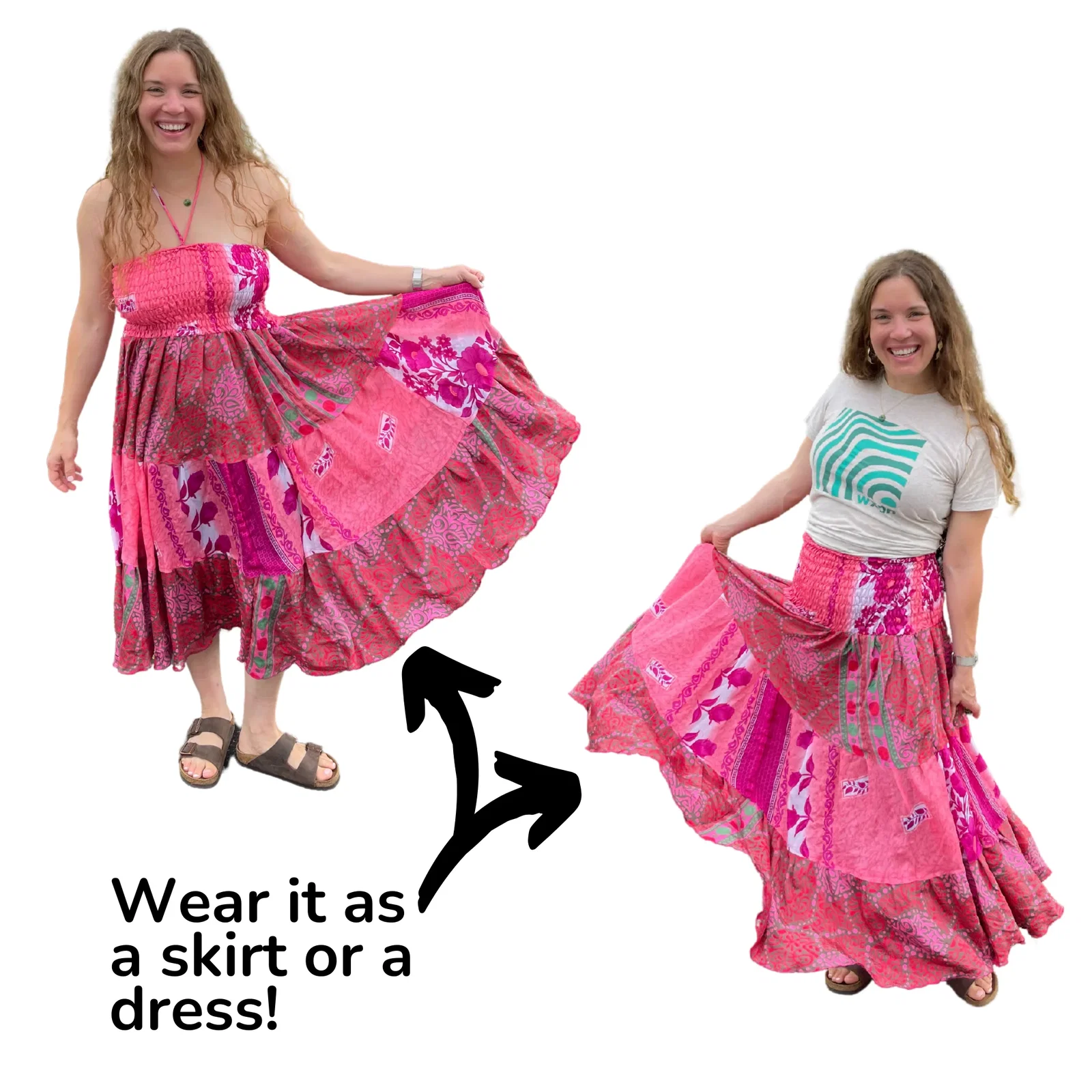 Sedona worn as a halter dress and as a skirt