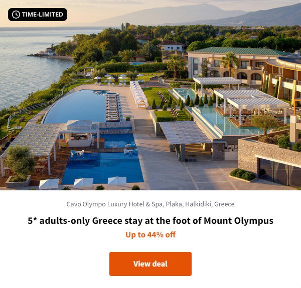 5* adults-only Greece stay at the foot of Mount Olympus