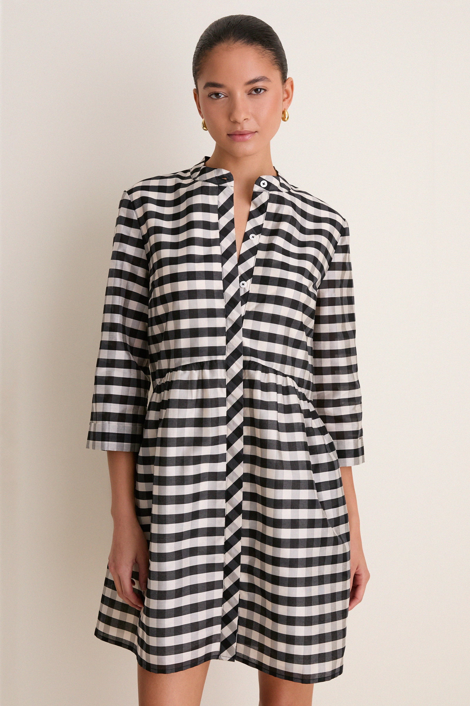 Image of Midnight Check Royal Shirt Dress