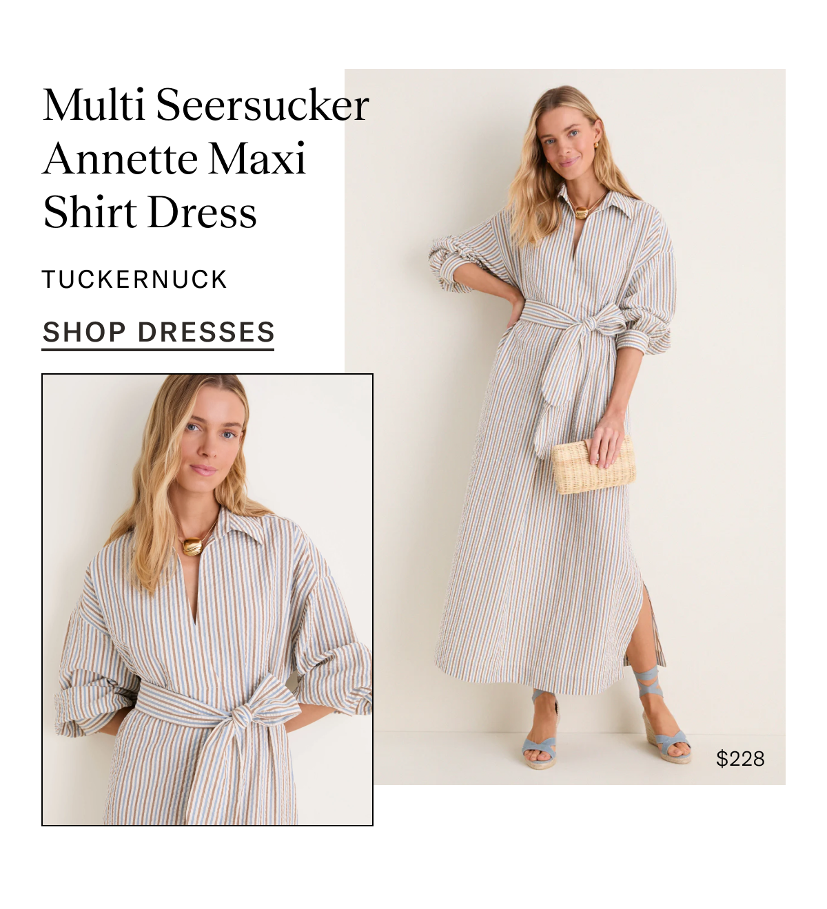 Multi Seersucker Annette Maxi Shirt Dress