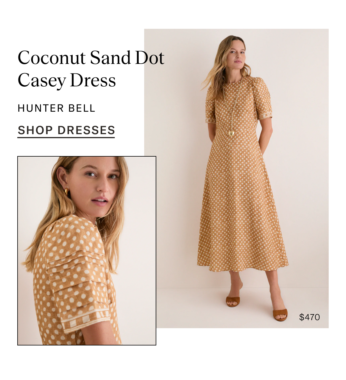 Coconut Sand Dot Casey Dress