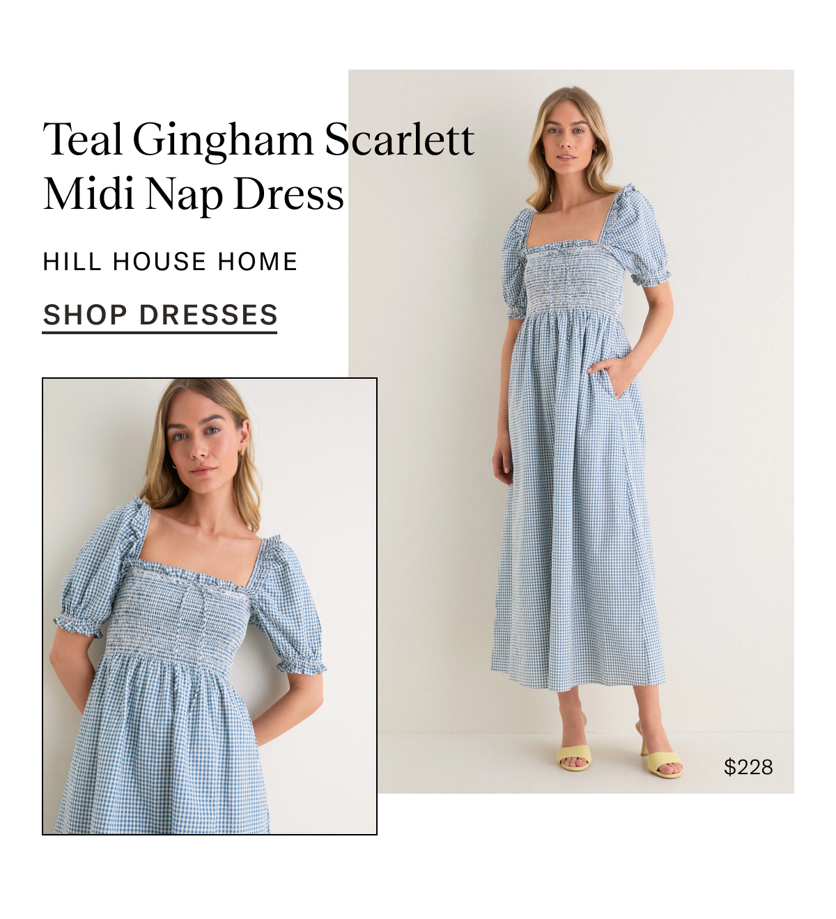 Teal Gingham Scarlett Midi Nap Dress