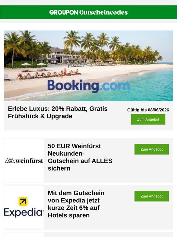 Booking.com: bis zu 20% + Frühstück gratis