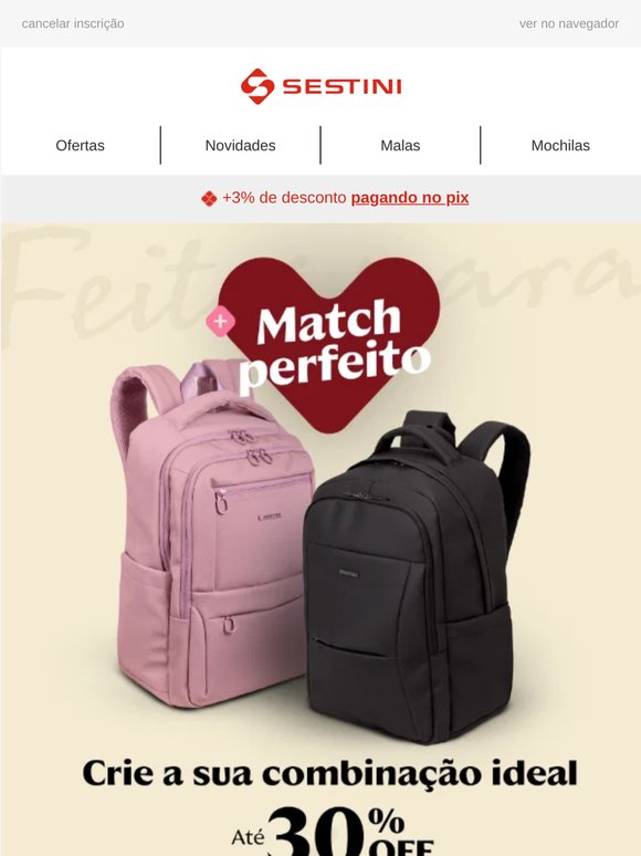 Dia dos Namorados | Seleção de Mochilas com até 30% OFF ❤️