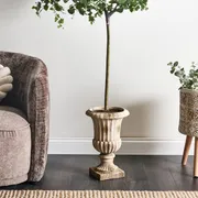 Beige Distressed Magnesium Oxide Plant Pot Vintage Indoor Outdoor